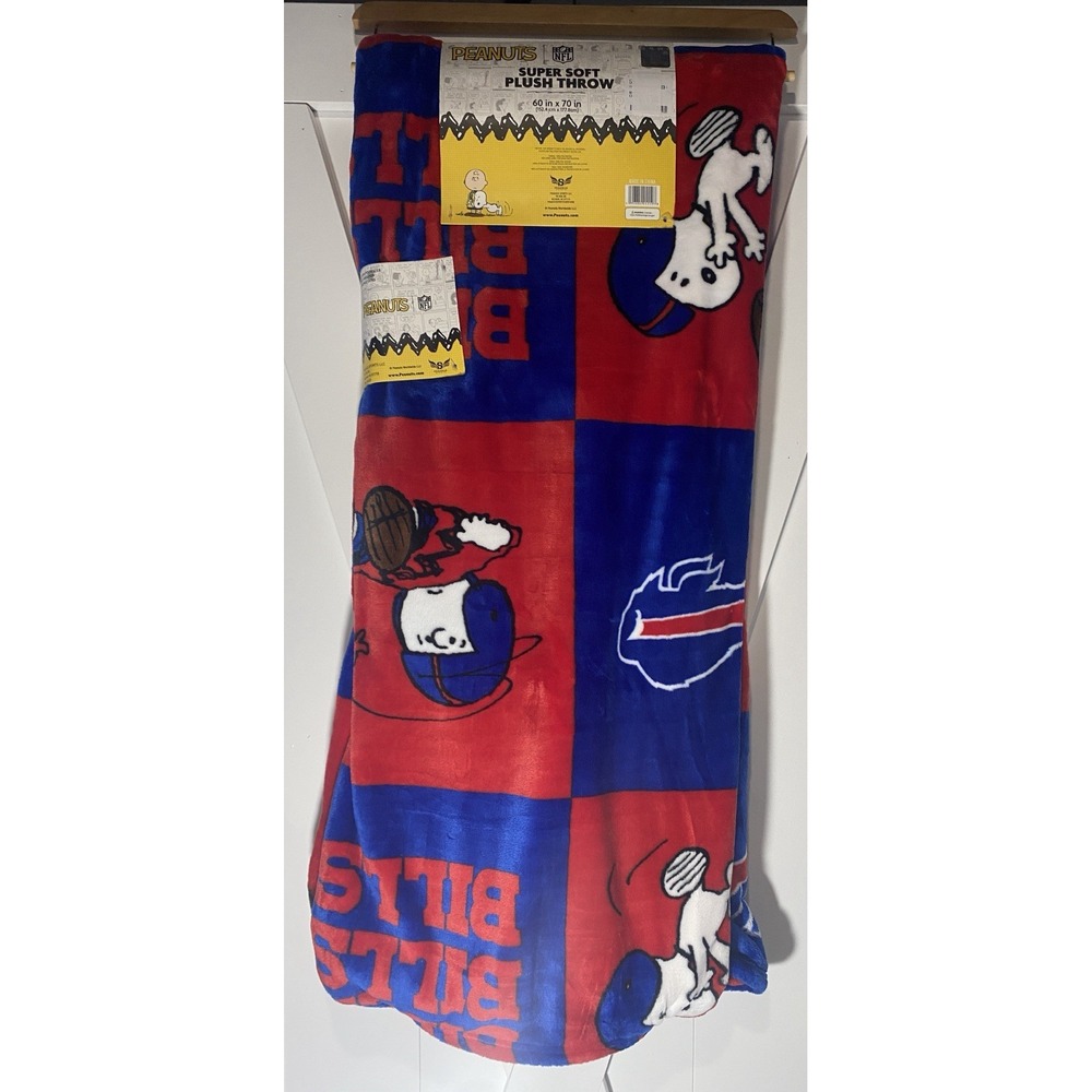 Peanuts NFL Buffalo Bills Snoopy Super Soft Plush Throw Blanket 60x70 Fast Ship - Picture 6 of 6